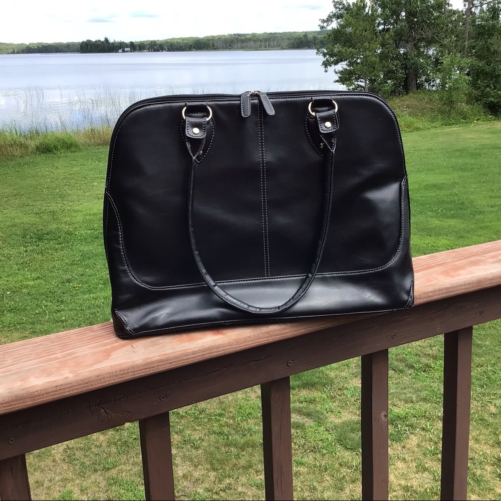 Black Business Bag, 2 zippered inside pockets & 1 outside, computer slot & more!